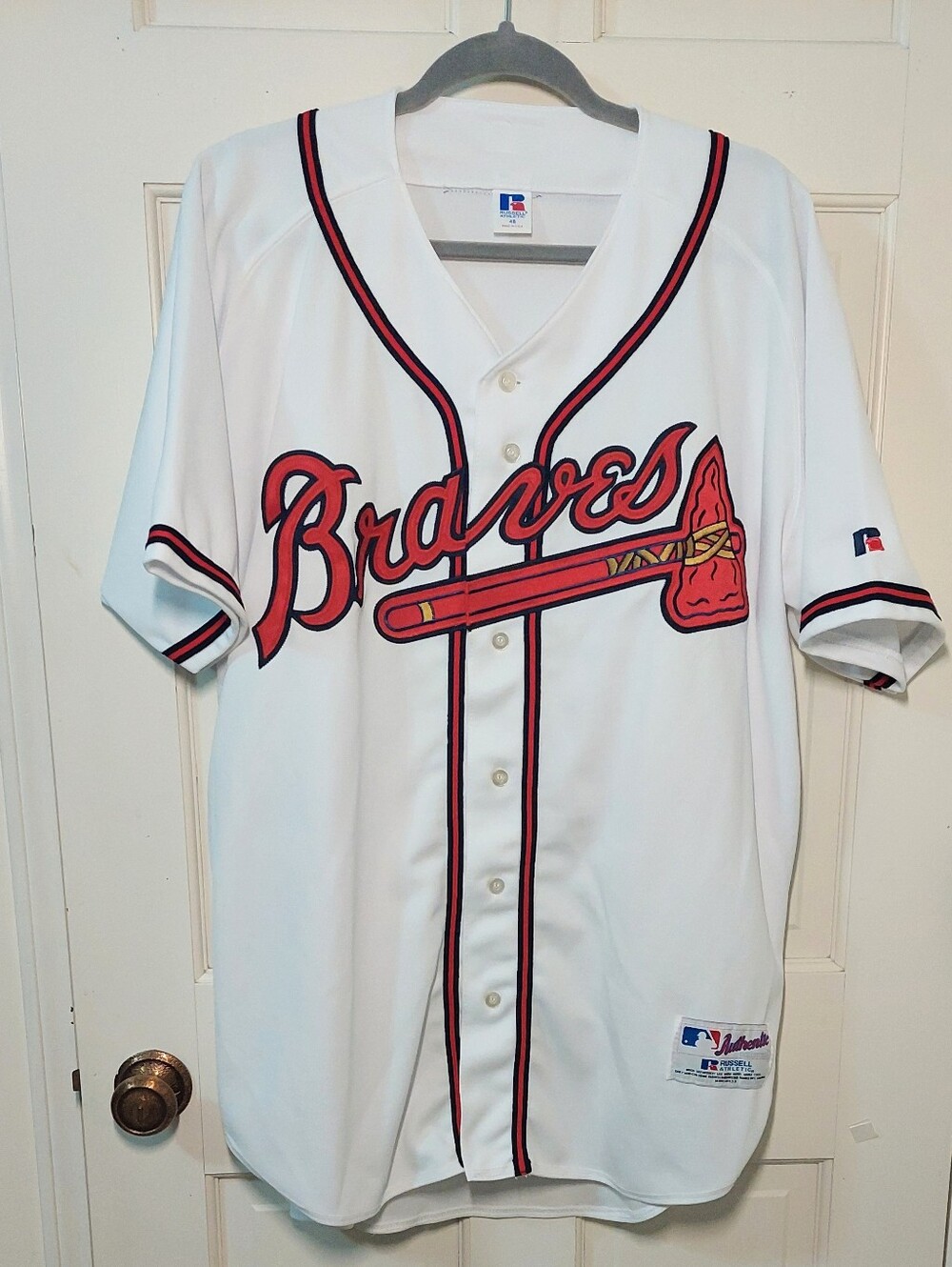 Vintage 90s Russell Athletic Authentic Braves Baseball Jersey, Size 48 (XL)